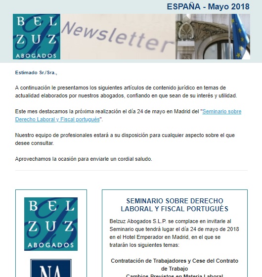 Newsletter España - Mayo 2018