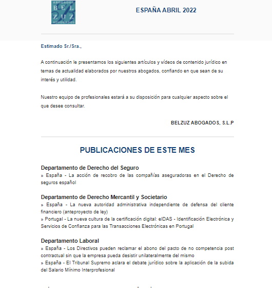 Newsletter España - Abril 2022