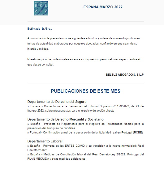 Newsletter España - Marzo 2022