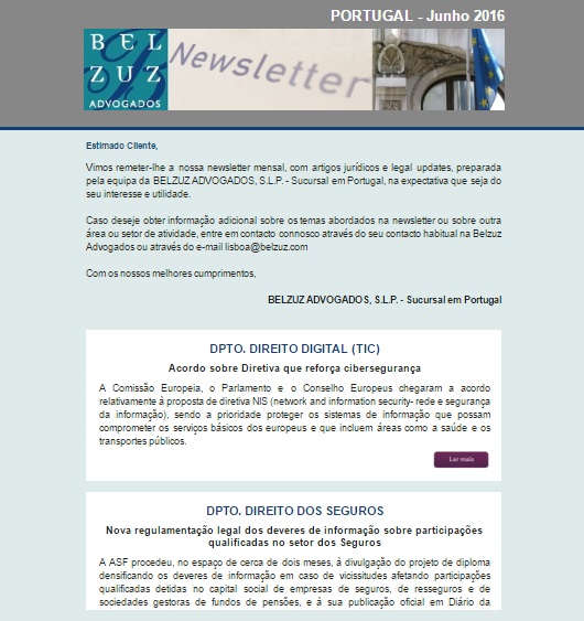 Newsletter Portugal - Junho 2016