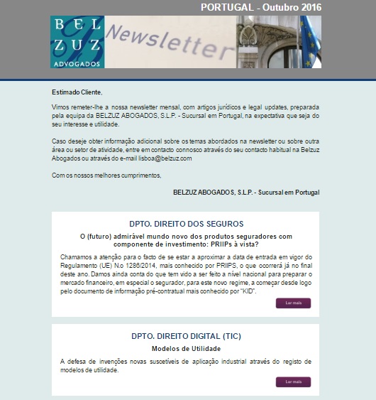 Newsletter Portugal - Outubro 2016