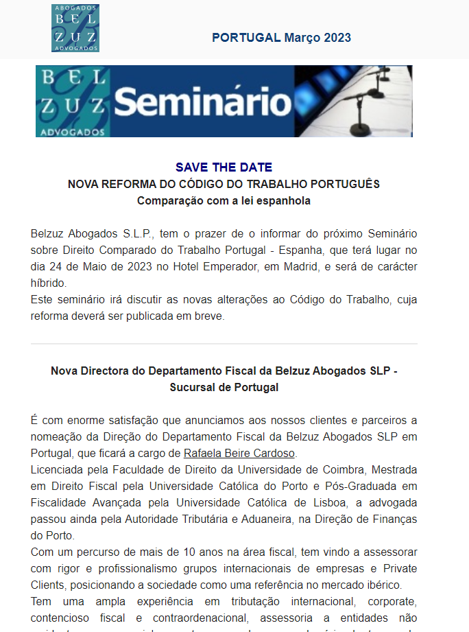 Newsletter Portugal - Março